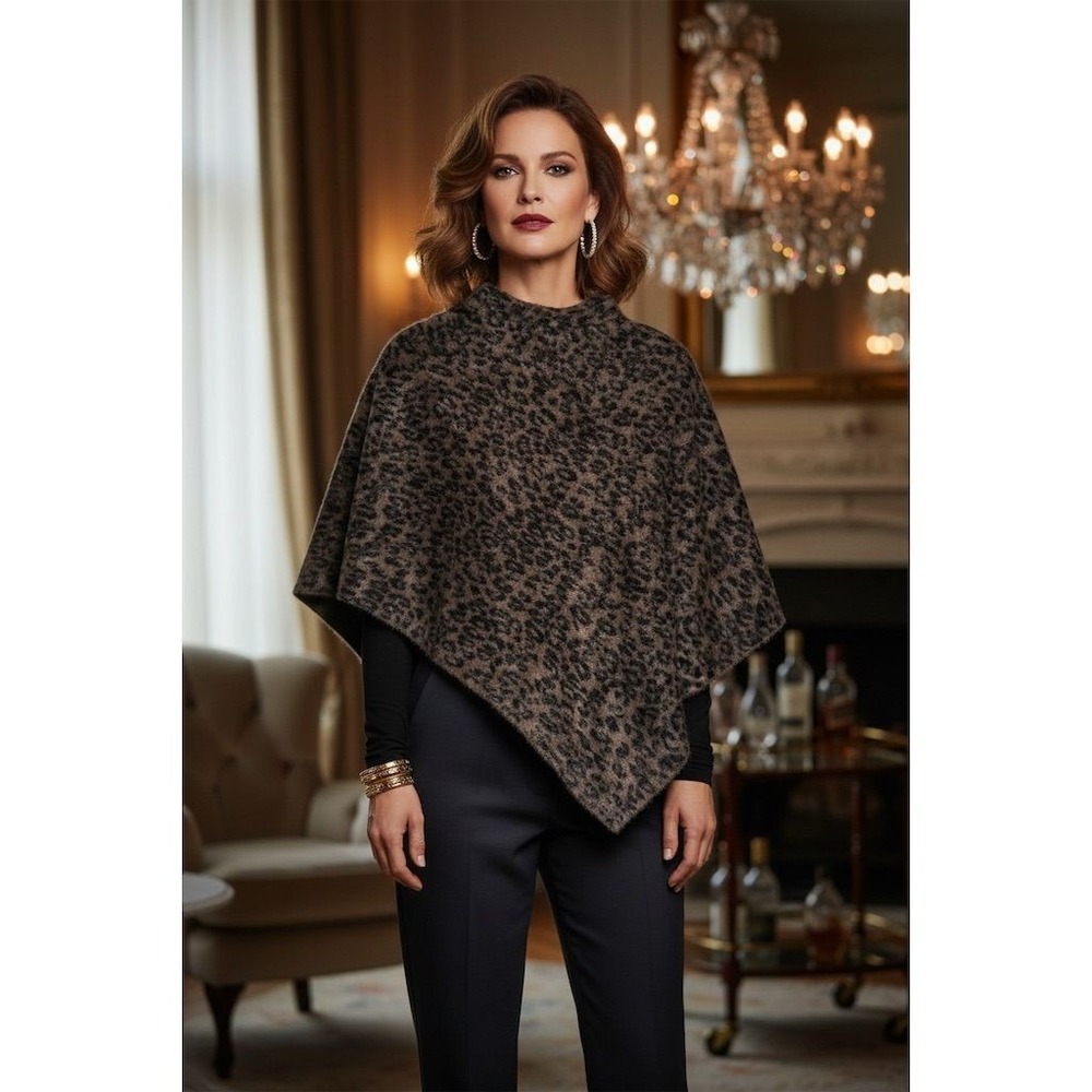 Mob Wife Chico's Women's Leopard Print Cape Poncho Multicolor One Size animal